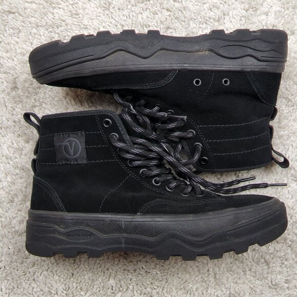 Vans Sentry WC High Top Women 8 Men 6.5 Triple Solid Black Skate Hiking USA